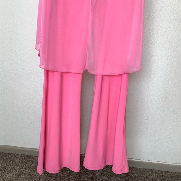 Y2K 2000s Jumpsuit Candy Pink Beaded Layered One Piece Vintage Dead stock ABBA - Picture 6 of 6